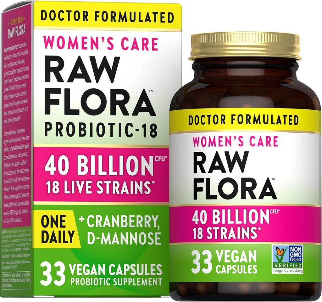 Nature's Truth Raw Flora Probiyotiks for Women | 40 Milyar CFU | 33 Vegan Capsules | Cranberry & D-Mannose | Vegan & Gluten Free Vitamins
