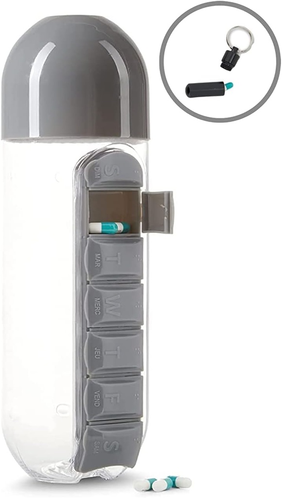 Urban Essentials Water Şişe Portatif Pill Setion Organize Su Şişe İnşa Edilmiş Günlük Vitaminleri Tamam Organize Hasta Durumu - Free Pill Videosu ile