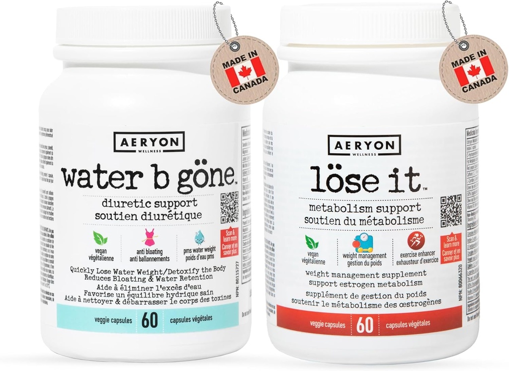 Water B Gone [20 Day Supply] & Lose It [30 Day Supply] - Value Pack – Diuretic Pills for Women – Su Retention and Bloating – Find PMS Relief – 60 Vegan Capsules