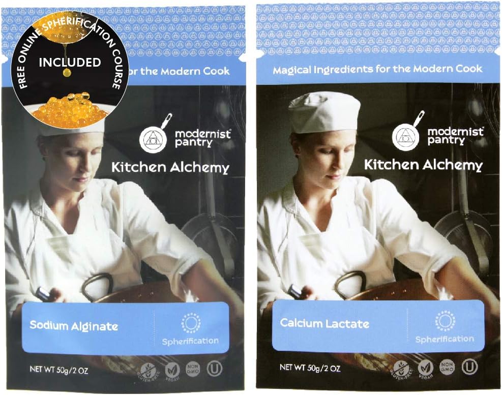 Αλγινικό νάτριο + Συσκευασία Γαλακτικό ασβέστιο ⊘ Μη ΓΤΟ Vegan OU Kosher Certified - 100g/4oz (Bundle with 2 items)