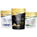 Dönüşüm Vanilla proteini Toz | 30G Multi-Protein Superblend + Grass-Fed Hydrolyzed Collagen Nail Toz- Saç, Skin, Nails + Organik Super Greens Superfood Toz- Immune & Energy Support