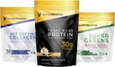 Dönüşüm Vanilla proteini Toz | 30G Multi-Protein Superblend + Grass-Fed Hydrolyzed Collagen Nail Toz- Saç, Skin, Nails + Organik Super Greens Superfood Toz- Immune & Energy Support