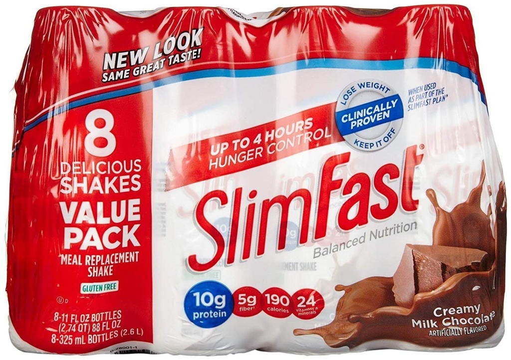 SlimFast Advanced Nutrition Creamy Milk Chocolate – Meal Replacement – 20g of Protein 8 Count(pack of 3) Total 24 11OZ Bottles