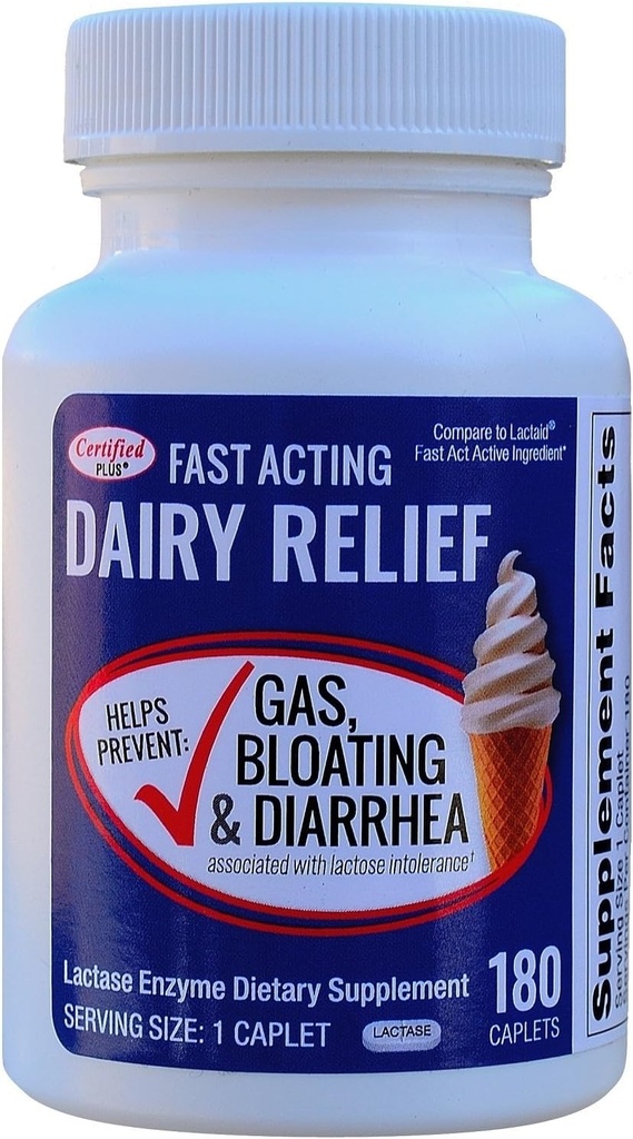 Fast Acting Lactase 180 Caplets Generic Lactase Fast Act 9000 FCC Units per Caplet