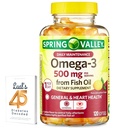 Spring Valley Omega-3 από Fish Oil 500 mg 120 Count, SoftGels, General & Heart Health Dietary Supplement Bundle με τον 45 διαβήτη του Luall Αποκωδικοποιημένο