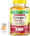 Spring Valley Omega-3 Balık Yağı 500 mg 120 Kont, SoftGels, General & Heart Health Diyetary Supplement Sched Luall's 45 Diabetes Decoded
