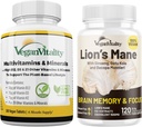 Vegan Vitality Lion's Mane x General Health Combo Sche - 6 Ay Lion's Mane ve Multivitamins