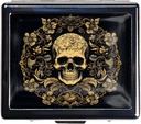 Silver Vintage Pill Box 7 Day Metal Pill Box με καθρέφτη και 8 διαμερίσματα Χαριτωμένο Travel Pill Organizer για το πορτοφόλι (Art Flower Skull)