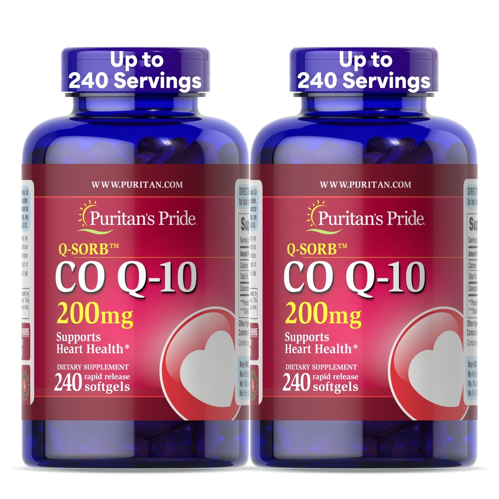 Puritan'ın Gurur Coenzyme CoQ10 200 mg, Kalp Sağlığı, Kan basıncı, Oral Gum Health ve Sağlıklı Ağlama Desteği, 240 Hızlı Yayın Softgels, 2Pack