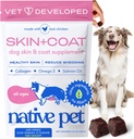 Yerli Pet Omega Skin ve Köpekler için Çekilir - Köpek Cilt ve Sağlıklı, Shiny Fur, Shedding ve Kuru Spots - Omega 3 Fish Oil ve Wild-Caught Salmon Oil - 120 Chews