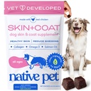 Yerli Pet Omega Skin ve Köpekler için Çekilir - Köpek Cilt ve Sağlıklı, Shiny Fur, Shedding ve Kuru Spots - Omega 3 Fish Oil ve Wild-Caught Salmon Oil - 120 Chews