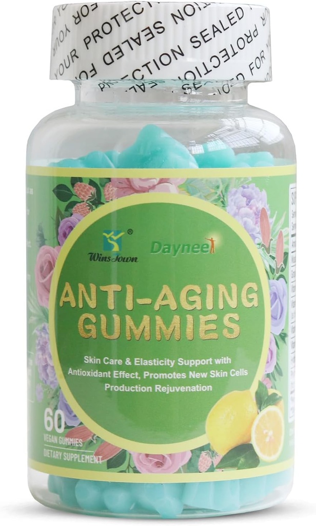 Anti-Aging Gummies, Yeni Skin Hücreleri Üretimi Rejuvenation, Anti-Wrinkle ve Skin Şirketness Desteği, Lemon Flavor, 60 Kont