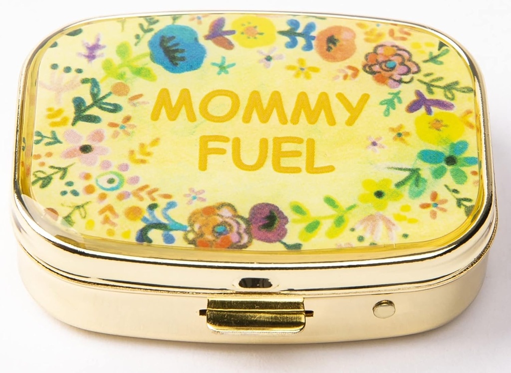 AmyZone Metal Pill Organizer Travel Friendly Portable Compact Pill Box Cute Pill Case to Hold Vitamins /Tylenol/Fish Oil /Supplements/Meds/Tablet for Purse/Pocket (Mommy Yakıt)