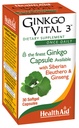 SağlıkAid Ginkgo Vital 3 – Bir kez Ginkgo Biloba, Sibirya Eleuthero & Kore BTC | Ruh Clarity & Circulation | 30 Softgels & Circulation |