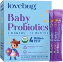 LOVEBUG Probiotics για μωρά - Βιολογικά Προβιοτικά Μωρού 6-12 Μήνες για βρεφική Ανοσολογική Υποστήριξη, Αέριο, Κολική, Διάρροια & Βρεφική Δυσκοιλιότητα Ανακούφιση Ζάχαρη-ελεύθερο, Άγευστη Σκόνη, 30 Πακέτο
