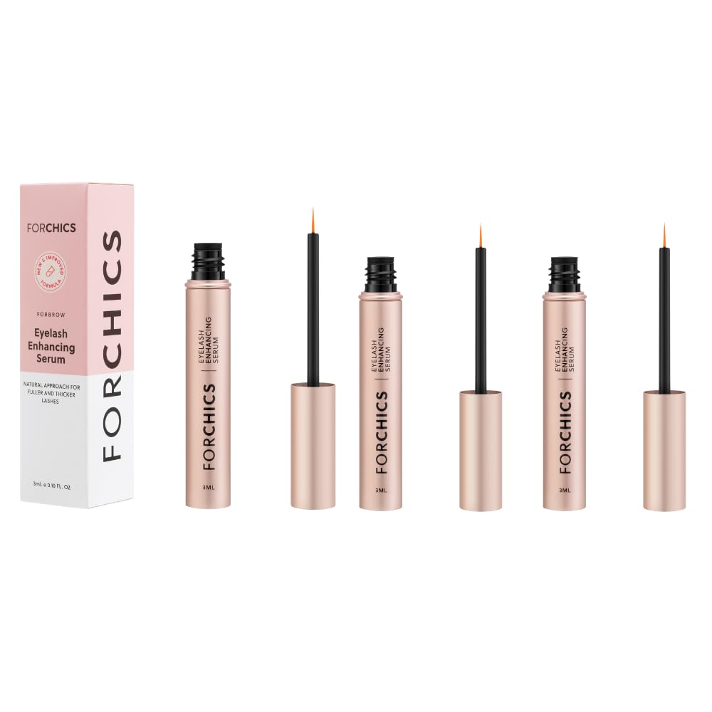 ForChics: 3 Pack Ultimate Hormon- Free Eyelash Growth Serum for Advancedd Fuller, Tier, Longer Lashes - Regrowth Branson, Organik Formula, Vegan & Cruelty-Free