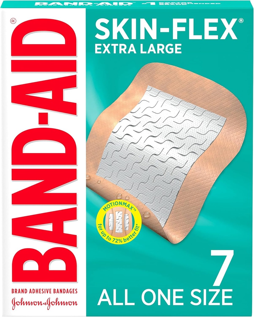 Band-Aid Brand Skin-Flex Cube Bandages for First Aid and Yara Care of Minor Cuts and Grabes & Burns, Flex Sterile Bandages for Fingers & Dizs, Ekstra Büyük, Tek Boyut, 7 ct