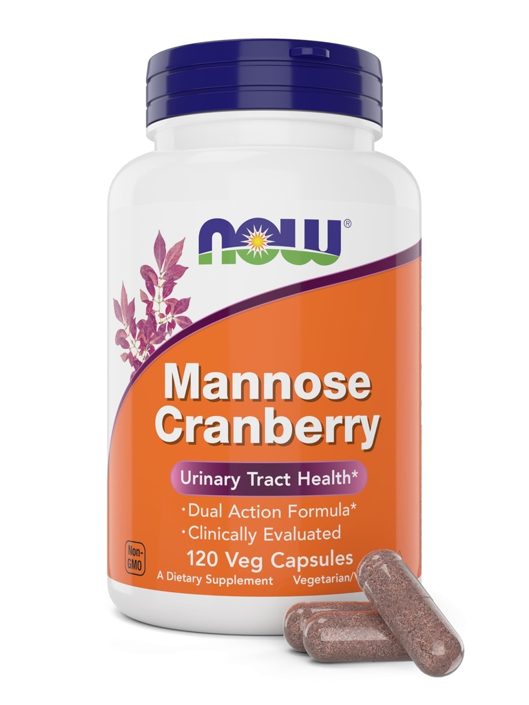 Şimdi Gıdalar Mannose Cranberry, 120 Veg Capsules - PAC - 450 mg dMannose, 250 mg Whole Cranberry - Bladder Cleanse ve Urinary Tract Health* - Vegan Dostu Supplement, Non-GMO