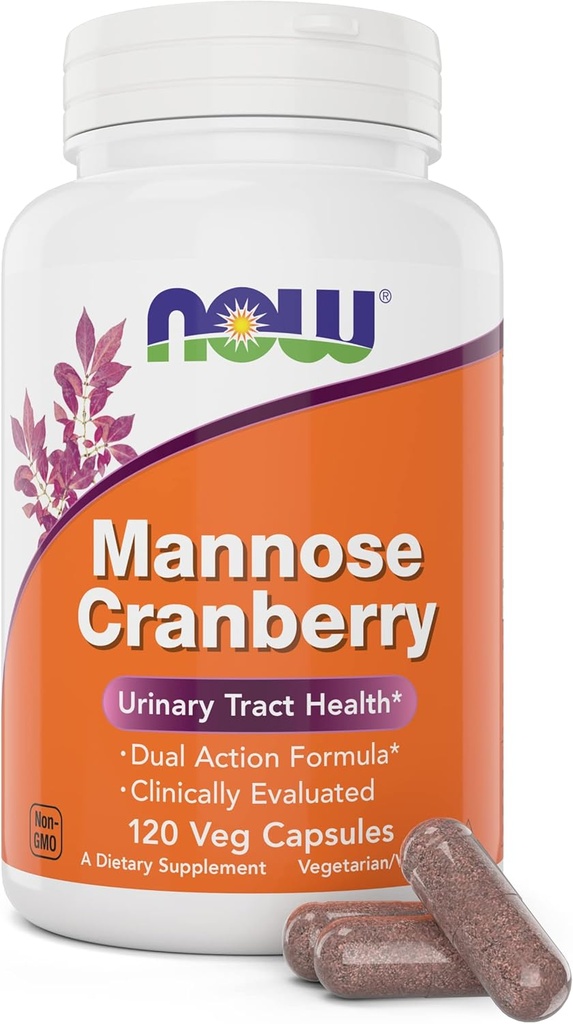 Şimdi Gıdalar Mannose Cranberry, 120 Veg Capsules - PAC - 450 mg dMannose, 250 mg Whole Cranberry - Bladder Cleanse ve Urinary Tract Health* - Vegan Dostu Supplement, Non-GMO