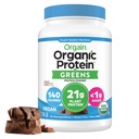 Orgain Organic Vegan Protein Toz + Yeşiller, Kremy Chocolate Fudge - 21g Plantive Protein, Gluten Free, Dairy & Lactose Free, Soy Free, No Sugar eklendi, Iron & Prebiyotiks for Gut Health - 1.94lb