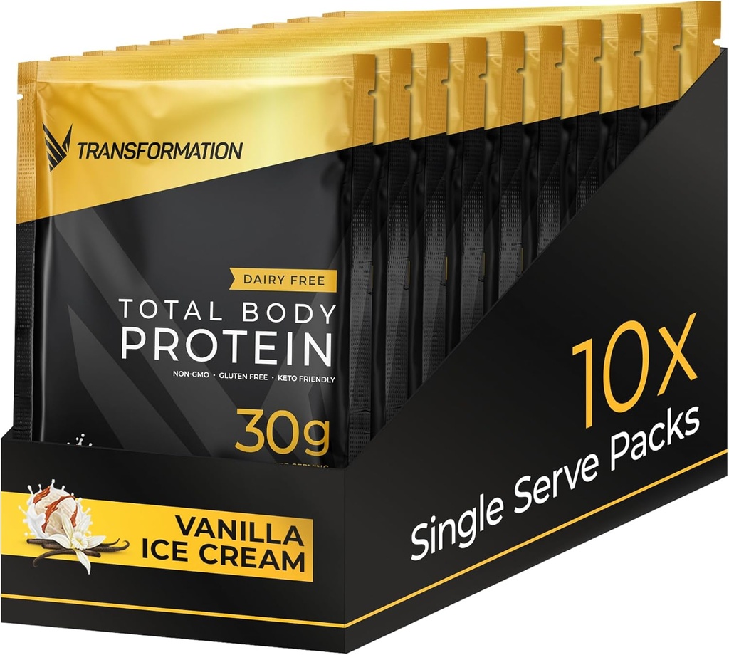 Protein Super Mix | Egg White, Collagen, ve Plant Protein | 15 Milyar CFU Probiyotikler | Digestive Enzymes | MCT Oil | Low Carb Shake for Men & Women | Vanilla, 10 Pack