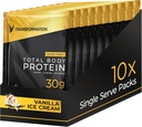 Protein Super Mix | Egg White, Collagen, ve Plant Protein | 15 Milyar CFU Probiyotikler | Digestive Enzymes | MCT Oil | Low Carb Shake for Men & Women | Vanilla, 10 Pack