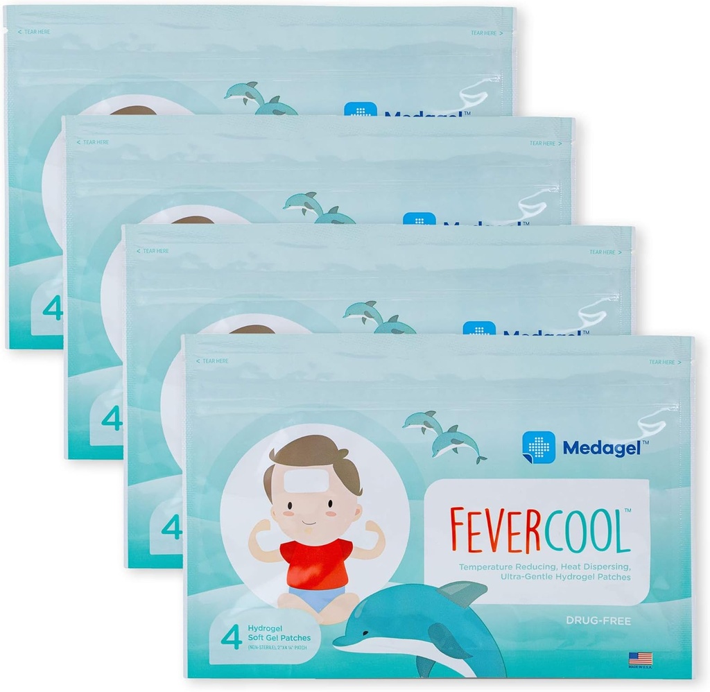 FeverCool Patches - Ψύξη Patches για τον πυρετό, τη ημικρανία και τον πονοκέφαλο ανακούφιση 