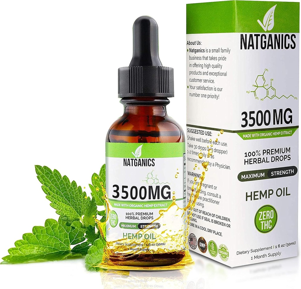 Organik Hemp Oil 3500 mg - Ultra Premium Hemp Oil Drops 3500 mg - Doğal Hemp Oil Extract Tincture - Non-GMO Ultra-Pure CO2 Extracted Drops - Omega Fatty Acids 3 6 9 - Organik olarak Grown & Made in USA