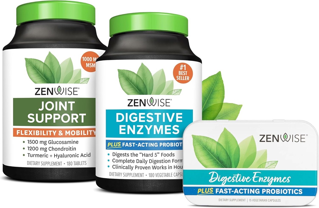 Zenwise Health Digestive Enzymes, Joint Support, and Travel Size Tin