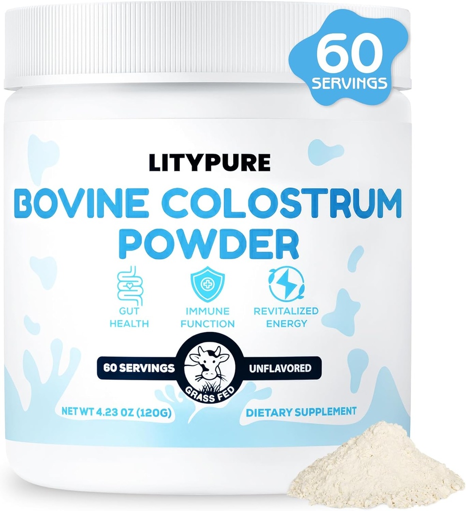 Gut Health, Saç Büyüme, Güzellik ve Immune Support | Rich IgG Pure Bovine Colostrum for Humans | Gluten Free, Made in USA, Unflavored