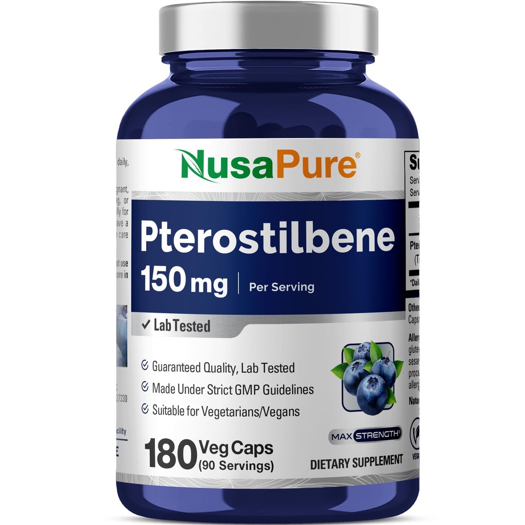 NusaPure Pterostilbene 150mg 180 Veggie Caps (Μη ΓΤΟ, Vegan)