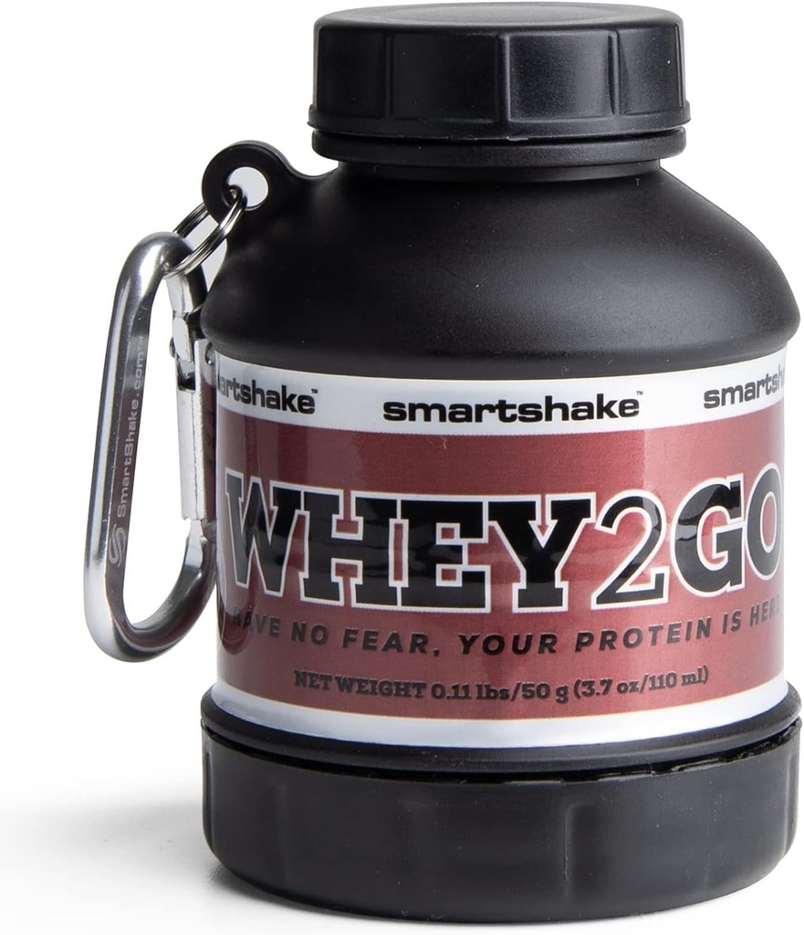 Smartshake Whey2Go Black Protein Powder Storage Container 50g – BPA Free Shaker Μπουκάλι για Whey Protein Powder + Protein Shakes 110ml, DC Comics Batman Gifts for Men (Black)