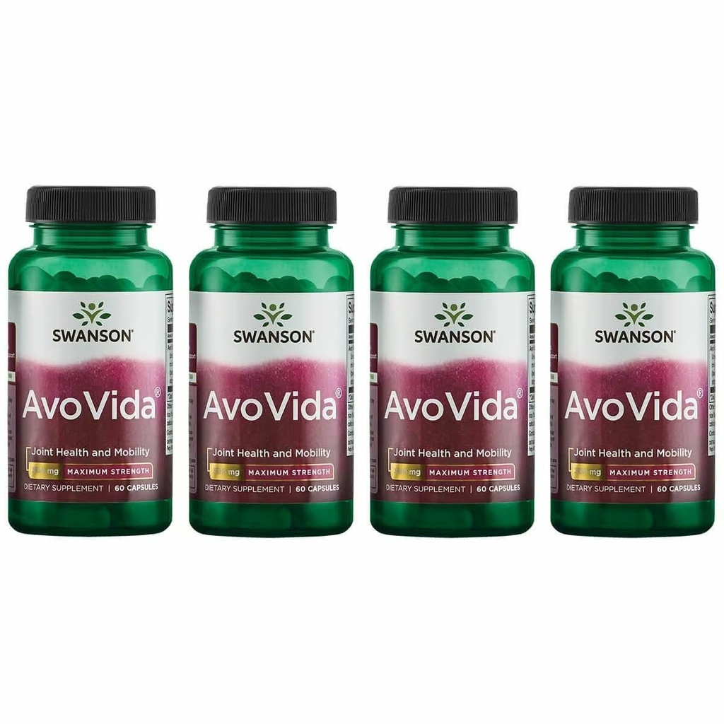 Swanson AvoVida - Doğal Supplement Ortak Sağlık ve Hareketliliği Geliştirme - Aokado ve Soybean Unsaponifiables to Support Cartilage & Tcon Health - (60 Capsules, 300 mg Her) (4 Pack)