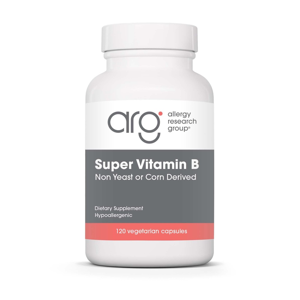 Ομάδα Έρευνας Αλλεργίας Super Vitamin B Supplement - B Vitamin Complex για Άνδρες & Γυναίκες, με Βιταμίνη Β12 και Β6, Χορτοφαγικές Κάψουλες - 120 Count