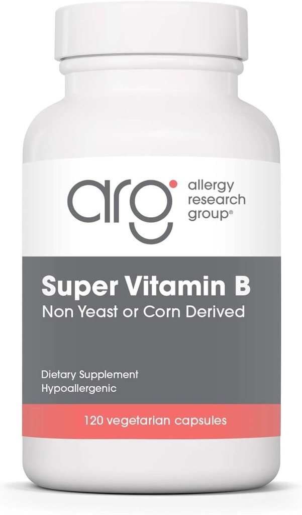 Alerji Araştırma Grubu Super Vitamin B Supplement - Erkekler ve Kadınlar için B Vitamin Kompleksi, B12 ve B6, Vegetarian Capsules - 120 Kont