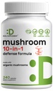 Organik 10in-1 Mushroom Supplement, 240 Capsules – Lions Mane, Türkiye Tail, Reishi, Cordyceps & More Mushroom Kompleksi – Immune, Energy & Nootropic Brain Support – Non-GMO