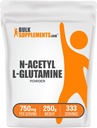 BulkSupplements.com N-Acetyl L-Glutamine Toz - Glutamine Supplement, L Glutamine Toz, Gut Health & Recovery - Gluten Free, 750 mg per Service, 250g (8.8 oz) (Pack of 1)
