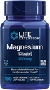 Life Extension Magnezyum Citrate 100 mg Vegetarian Capsules, Blue, 100 Count