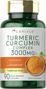 Carlyle Turmeric Curcumin with Black Pepper 3000 mg | 90 Toz Capsules | Kompleks Supplement with Bioperine | Non-GMO, Gluten Free Free