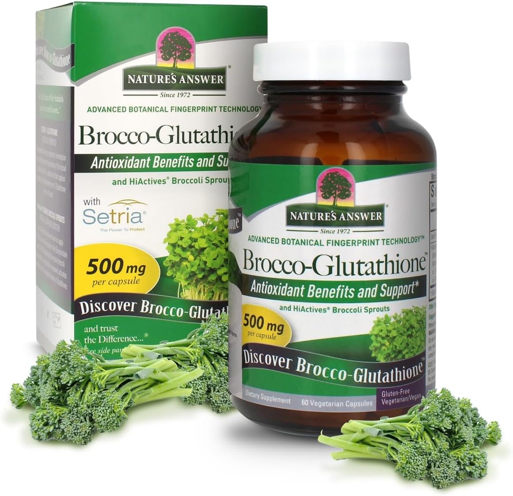 Απάντηση της φύσης Brocco Glutathione, 60 κάψουλες για χορτοφάγους Κόμης - Φτιαγμένα με οργανικά άνθη μπρόκολου