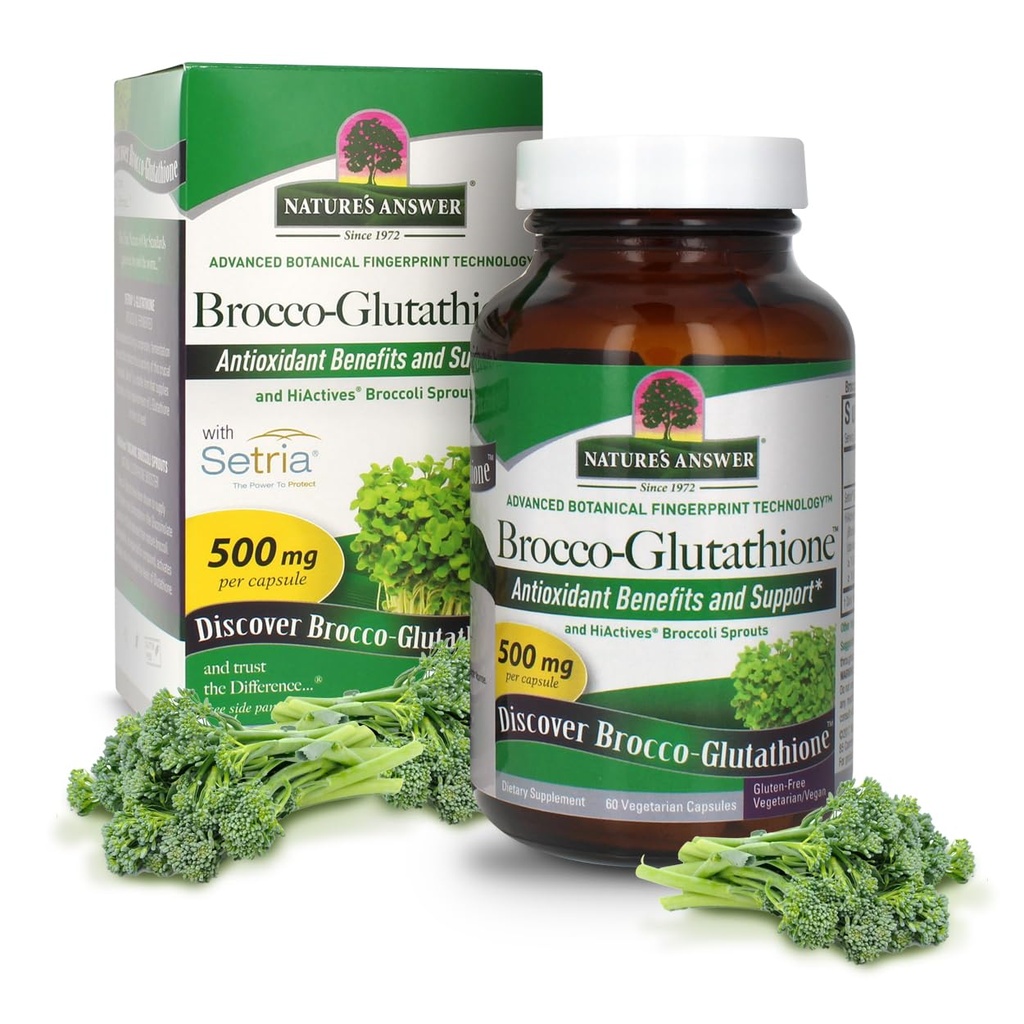 Απάντηση της φύσης Brocco Glutathione, 60 κάψουλες για χορτοφάγους Κόμης - Φτιαγμένα με οργανικά άνθη μπρόκολου