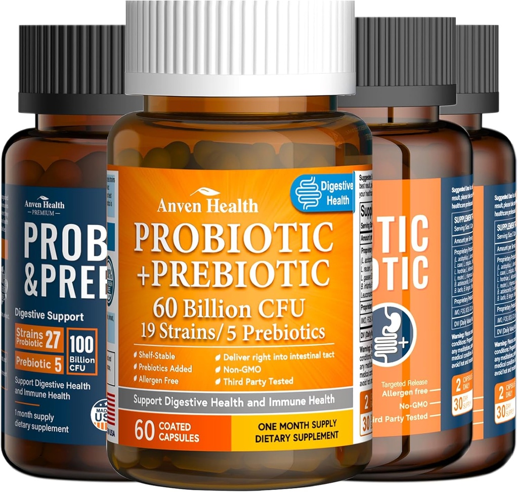 Tüm Aile için Optimal Gut Health Log: Gut Digestive & Immune Health丨4 Pack için 100 milyar Probiyotik ve 60 milyar Probiyotik
