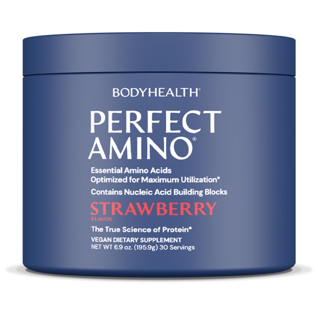 BodyHealth PerfectAmino Powder - BCAA και EAA Σκόνη για την προετοιμασία και μετά την προπόνηση - Amino Acid Energy Drink for Men and Women to Support Lean Muscle and Recovery - Φράουλα - 30 Σερβιέτες