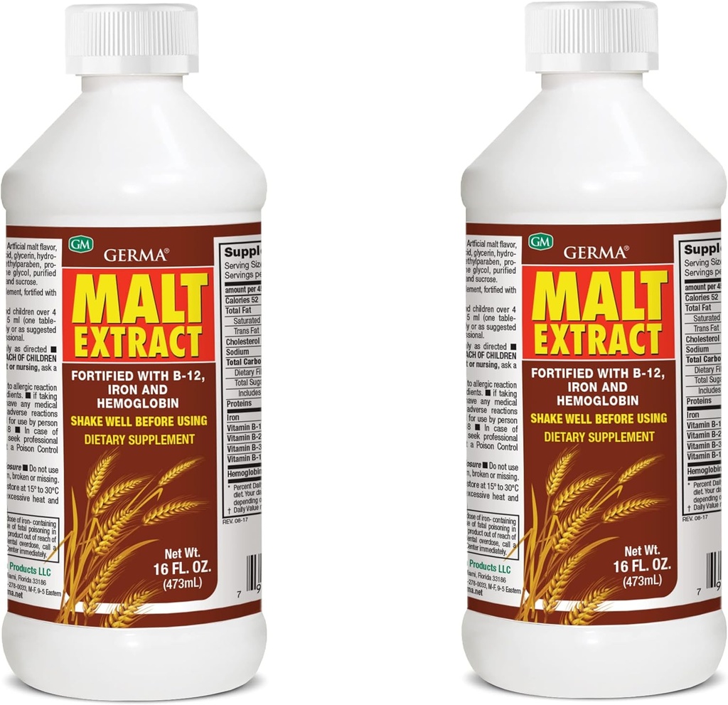 Extracto de Malta 16oz εκχύλισμα βύνης Ενισχυμένο με B-12 και σίδηρο 2pk