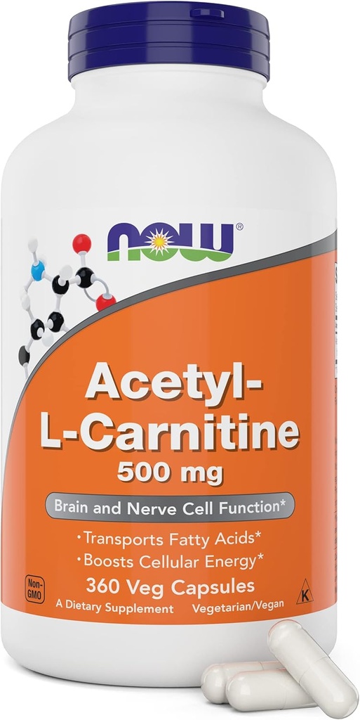 NOW Foods Now Acetyl L Carnitine 500mg, 360 Veg Capses - Μη ΓΤΟ ACL 500 mg Caps