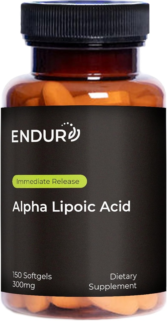 Endur Alpha Lipoic Acid, Antioksi Savunma ve Hücre Enerji Desteği, Immediate Bülteni, Vegan, Gluten Free, 300 mg (150 Softgels)
