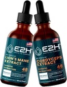 E2H: Lion's Mane & Cordyceps for mental Clarity, Memory, Energy, Stamina & Immune Support - Non-GMO, Vegan - 2 Fl Oz Her (4 Fl Oz Total) - Sche