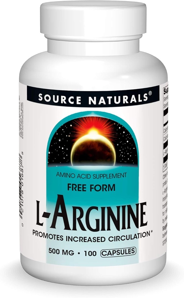 Source Naturals Free Form L-αργινίνη, 500mg - 100 Κάψουλες