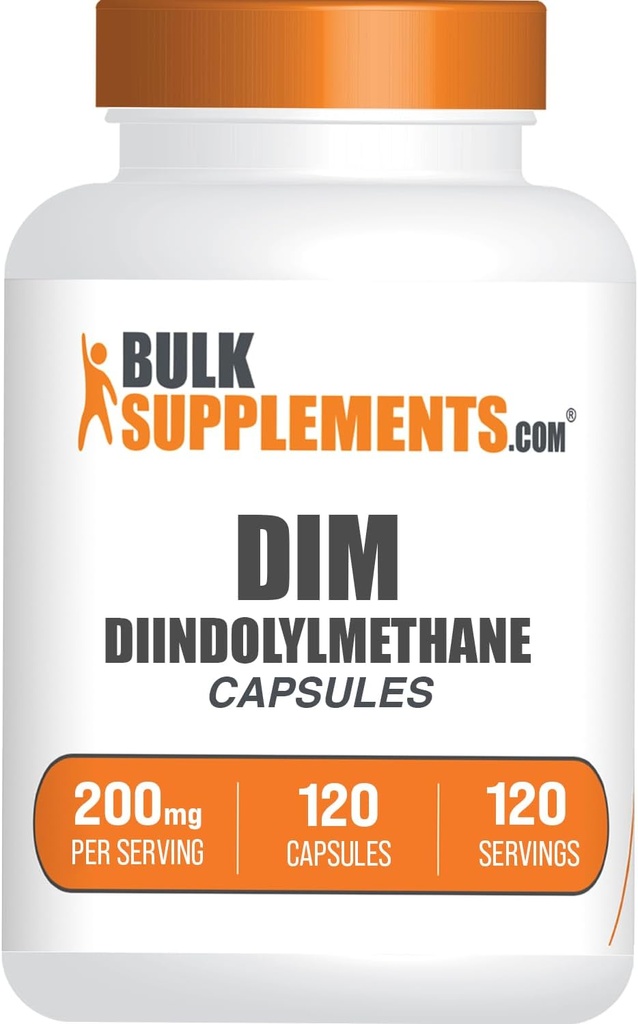 BulkSupplements.com DIM Capsules - Erkekler ve Kadınlar için Diindolylmethane Capsules, DIM 200 mg, Gluten Free, 1 Capsule per Service, 120 Count (Pack of 1)