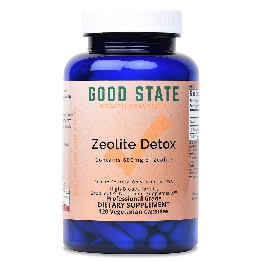 Good State | Zeolite Detox Supplement Clinoptilolite Capsules for Yetişkinler and Kids | Optimal Abxia Nano-Ionic Zeolit for Etkili Body Detox and Cleanse | 600 mg Her Hizmet, 120 Veggie Caps